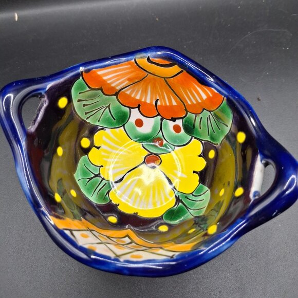 Hand-Painted Mexican Talavera Pottery Lead-Free Decorative Bowl Trinket Dish - Picture 6 of 8